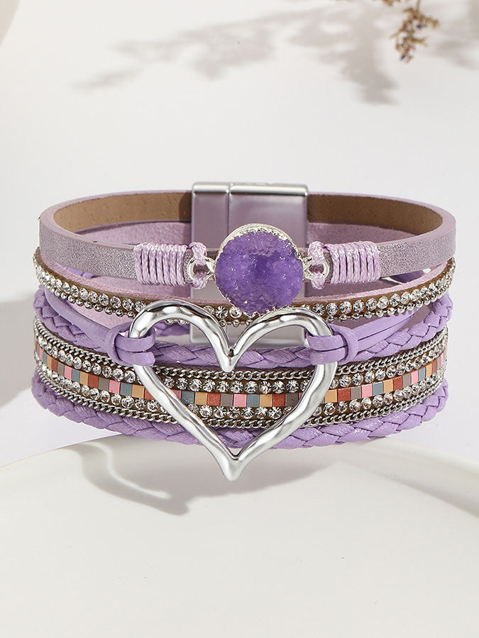 Breast Cancer Prevention And Control Publicity Multilayer Bracelet Original Stone Love Bracelet Winding Leather Bracelet