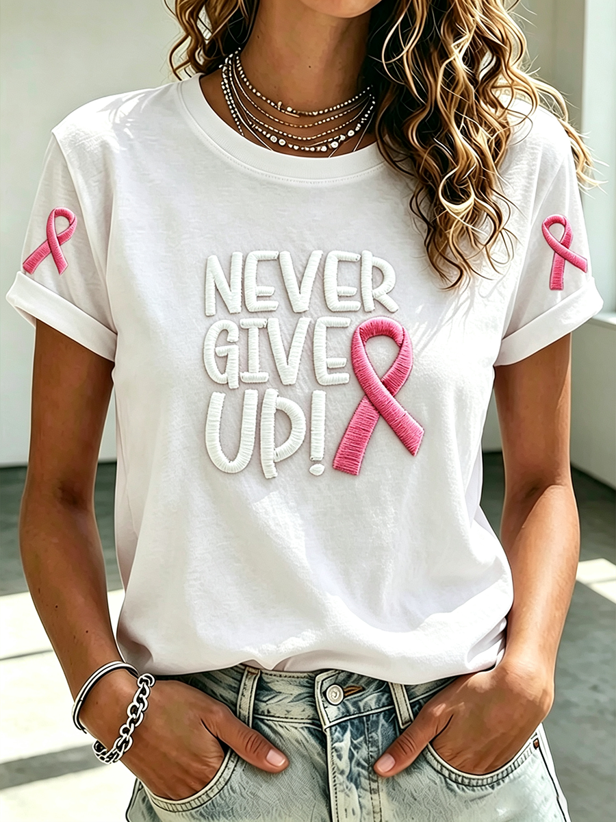Women's Casual Breast Cancer Awareness Combat T-Shirt