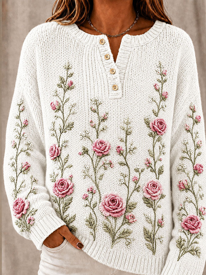 Women'S Breast Cancer Vintage Flower Pattern Blouse