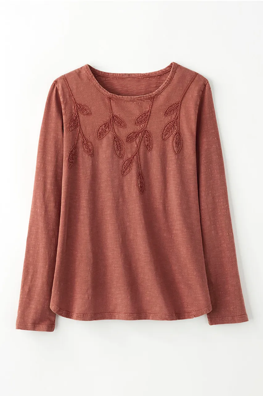 Leaf Embroidered Tee