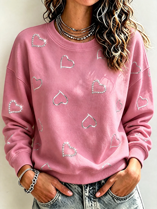 Women's Casual Gradient Pink Round Neck Sports Shirt