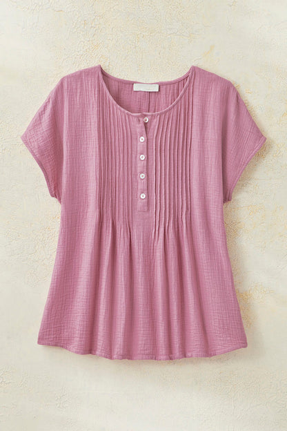 Summer Breeze Gauze Pintuck Top