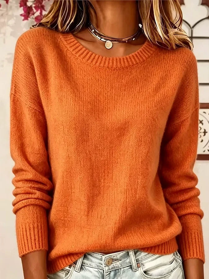 Women's Casual Solid Color Round Neck Top