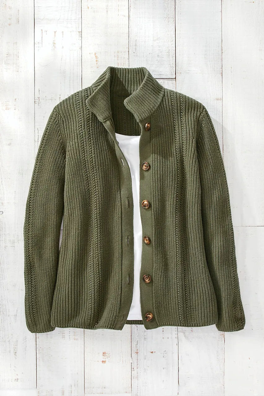 Shaker Detail Button Cardigan