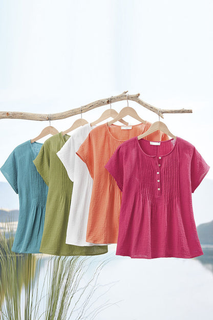 Summer Breeze Gauze Pintuck Top