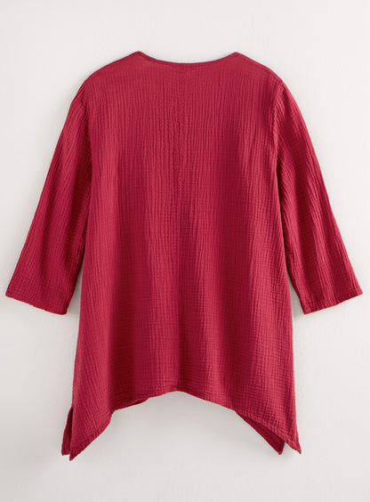 Cotton Ripple Handkerchief Hem Top