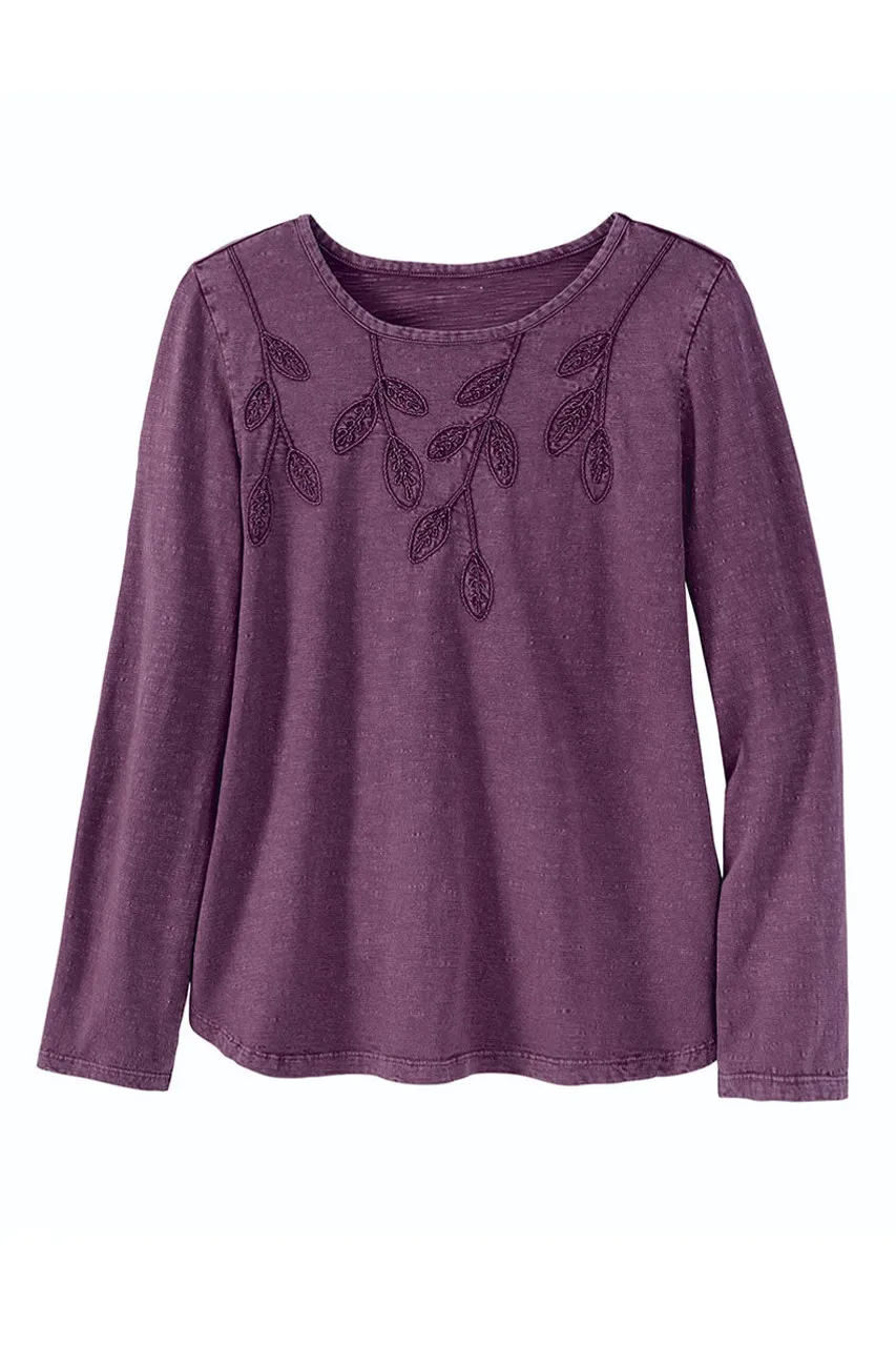 Leaf Embroidered Tee