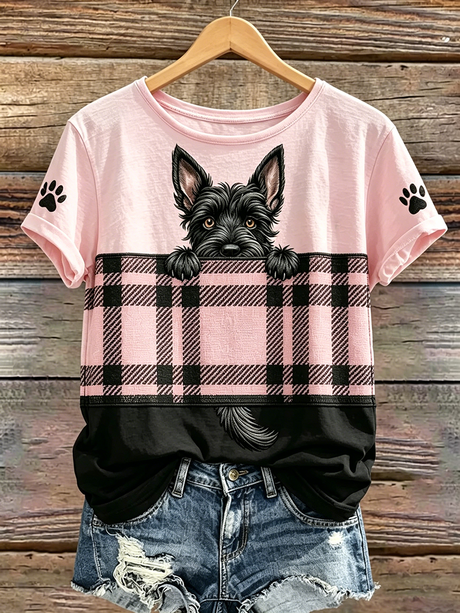 Pink Series Disease Health Awareness Public Welfare Printed Round Neck T-Shirt