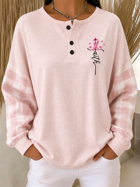 Women's Breast Cancer Awareness Print Knit Top