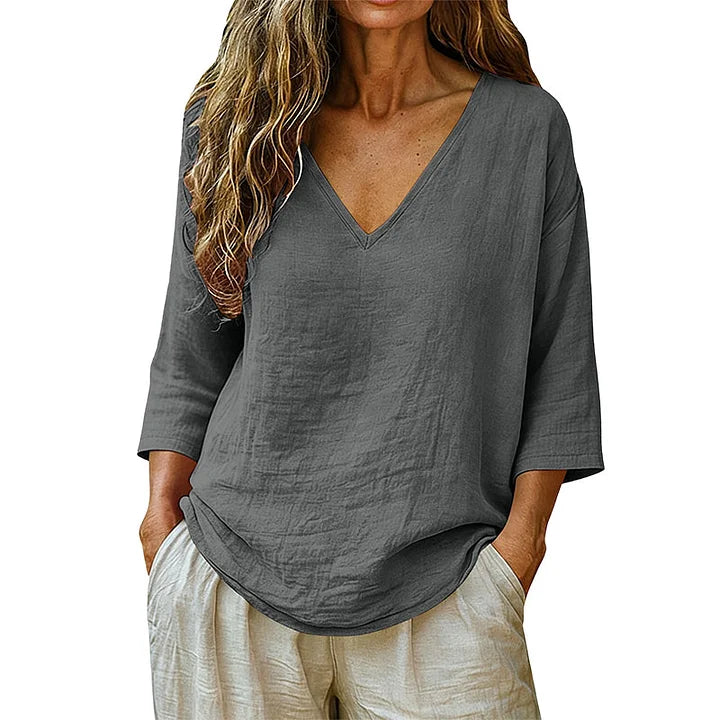 🌿New Linen🔥Elegant V-Neck Blouse