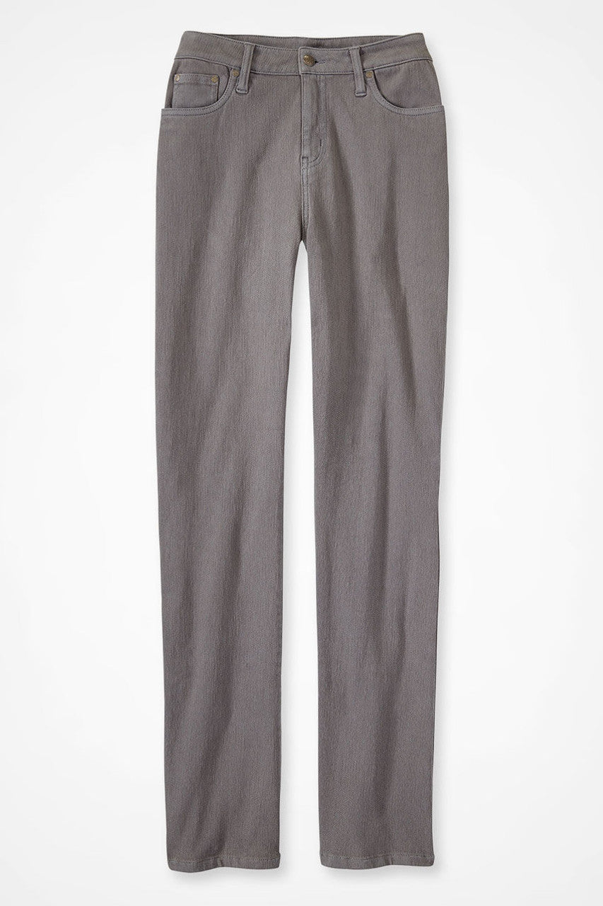Knit Denim High Rise Straight-Leg Jeans