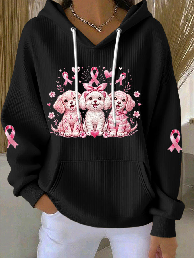 Women'S Breast Cancer Awareness Print Casual Hoodie