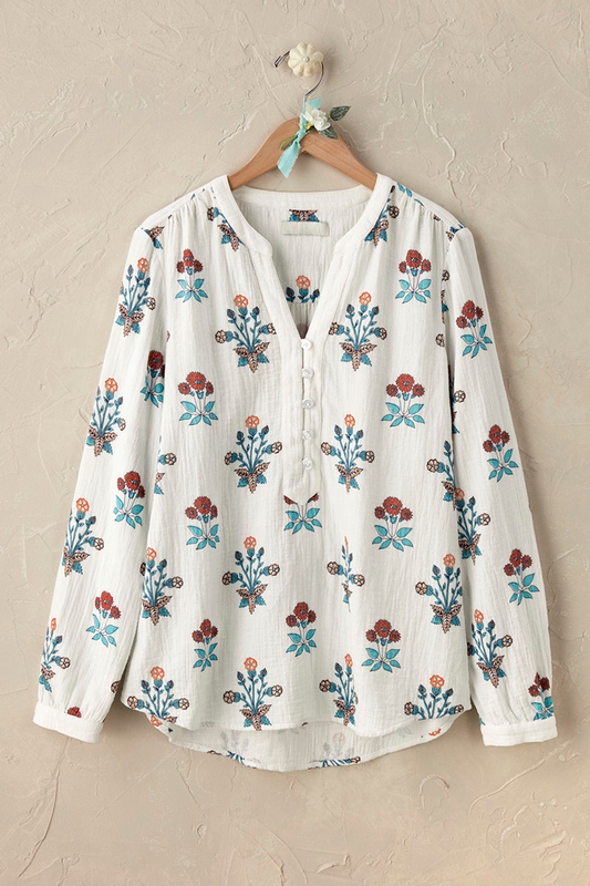 Botanical Gauze Henley