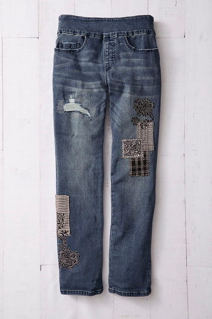 Plaids & Patches Ankle Jeans