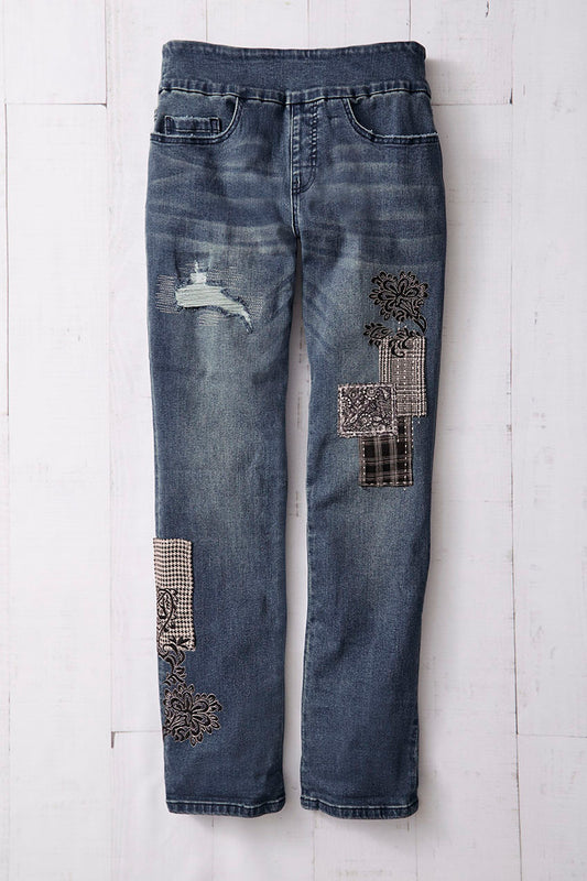 Plaids & Patches Ankle Jeans