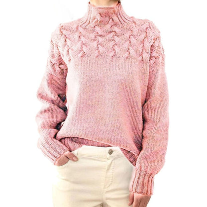 Women's Jumper Turtleneck Cable Knit Braided Fall Winter Pullover Sweater