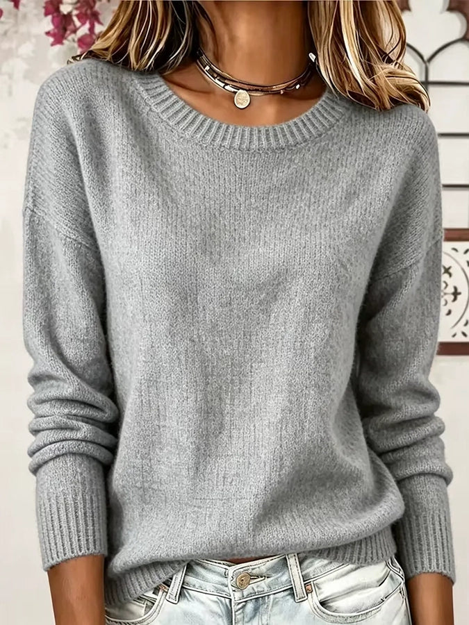 Women's Casual Solid Color Round Neck Top