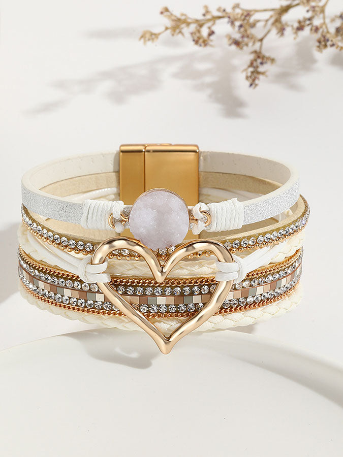 Breast Cancer Prevention And Control Publicity Multilayer Bracelet Original Stone Love Bracelet Winding Leather Bracelet