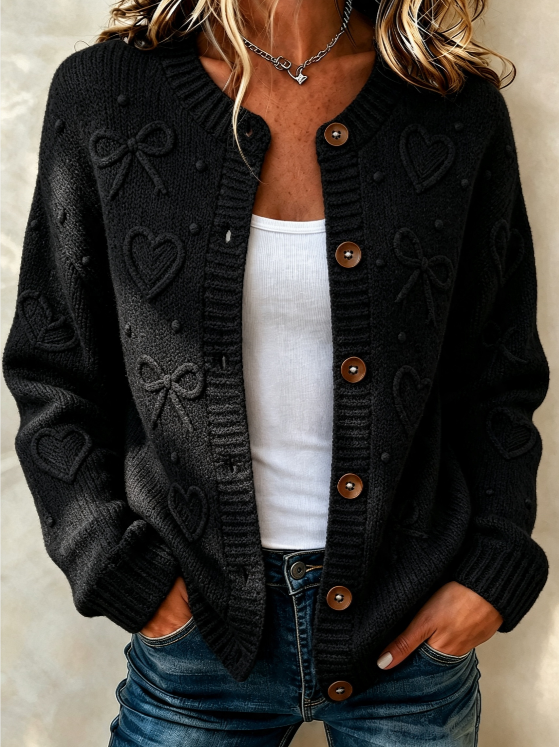 Women'S Casual Gradient Plant Flower Knitted Cardigan Top