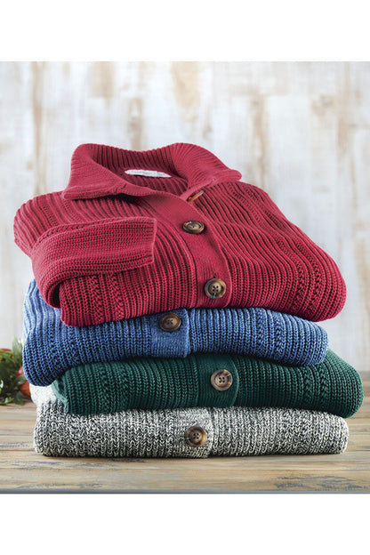 Shaker Detail Button Cardigan