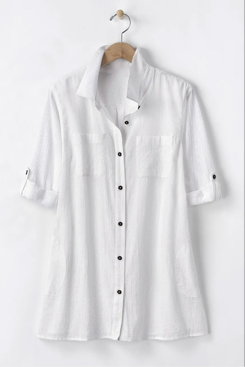 Crinkle Cotton Camp Shirt