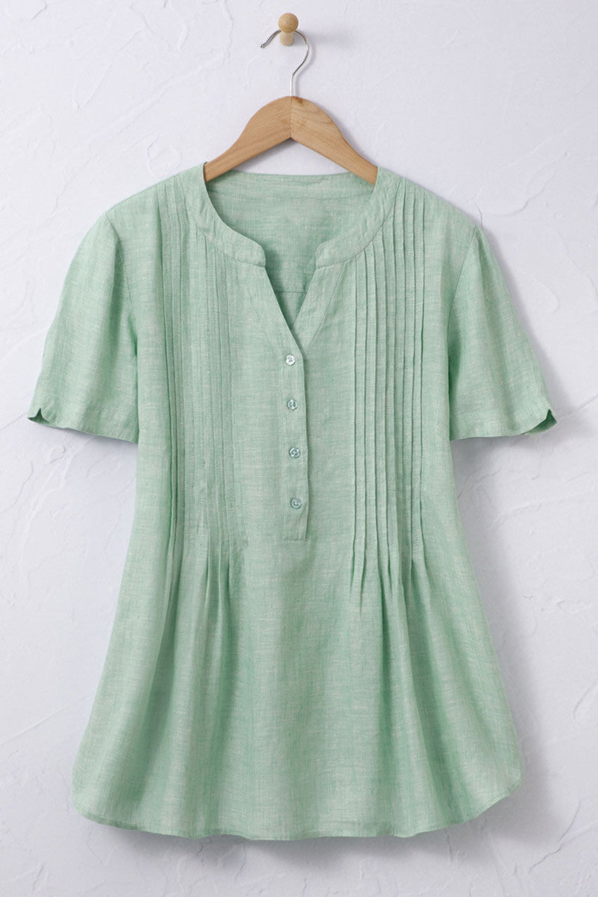 Linen Tuck-and-Release Blouse