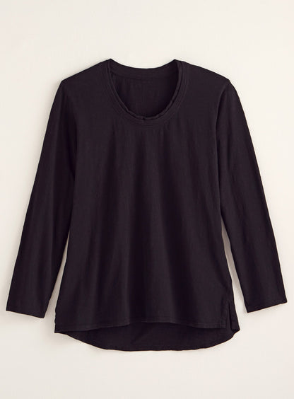 Classic Cotton High-Low Top - Slub Knit Solid