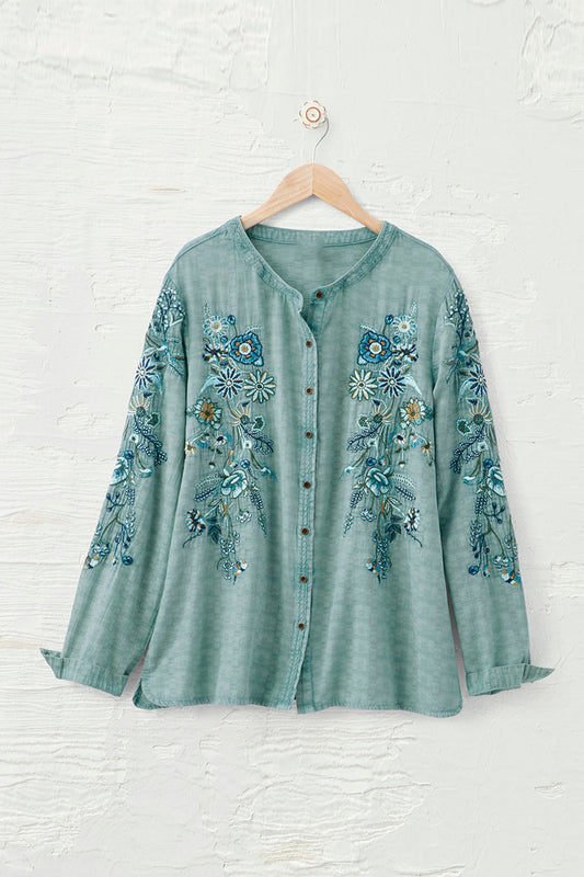 Seaglass Embroidered Top