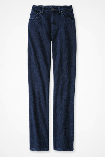 Knit Denim High Rise Straight-Leg Jeans