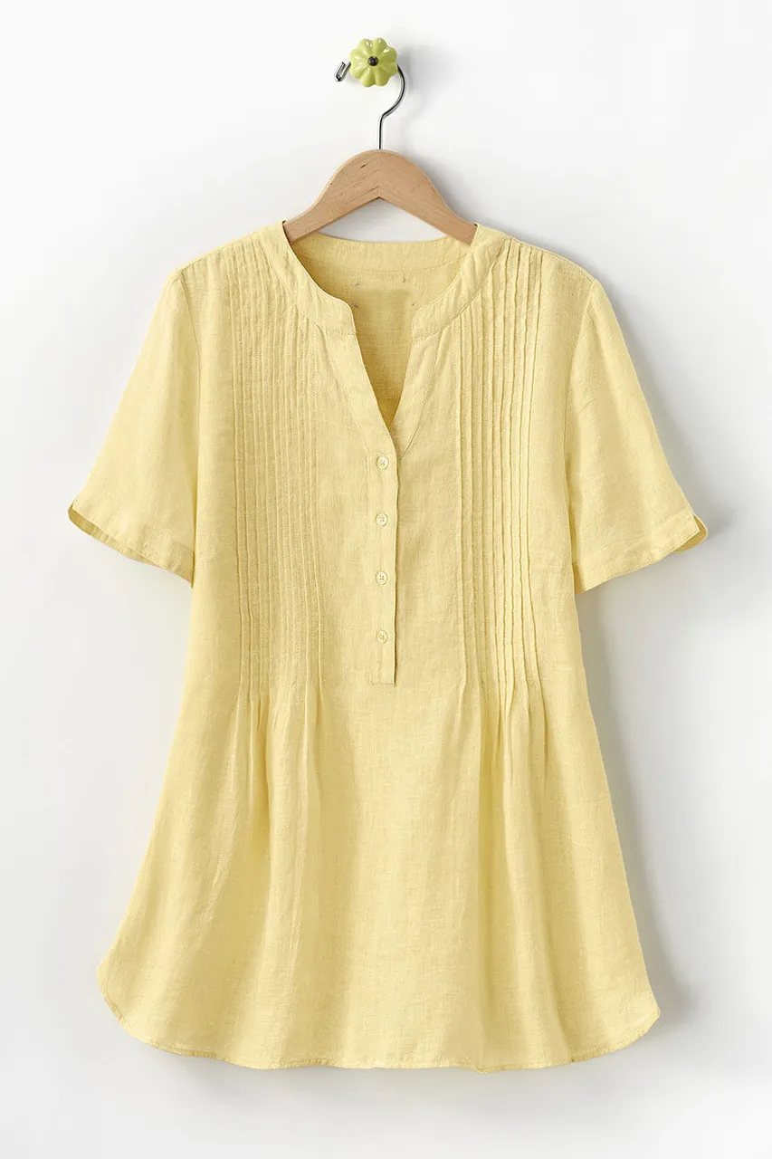 S/S Linen Tuck & Release Blouse