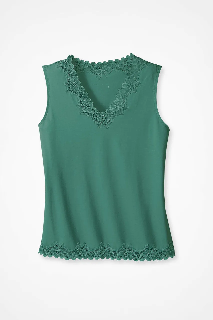 Longer Length Double Lace Tank