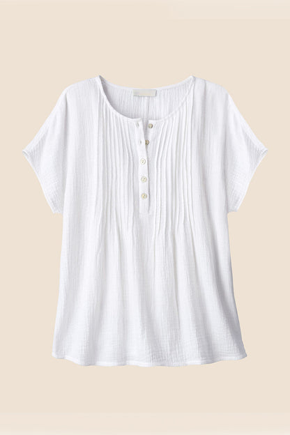 Summer Breeze Gauze Pintuck Top