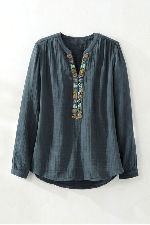 Cascadia Summer Breeze Gauze Henley