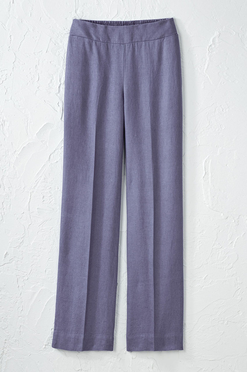 Smocked-Waist Linen Pants