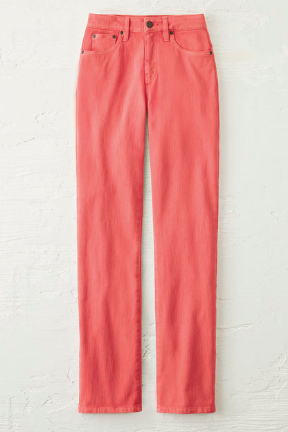 Knit Denim High Rise Straight-Leg Jeans