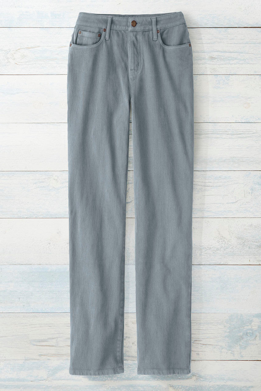 Knit Denim High Rise Straight-Leg Jeans