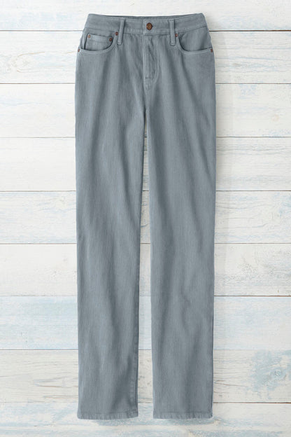 Knit Denim High Rise Straight-Leg Jeans