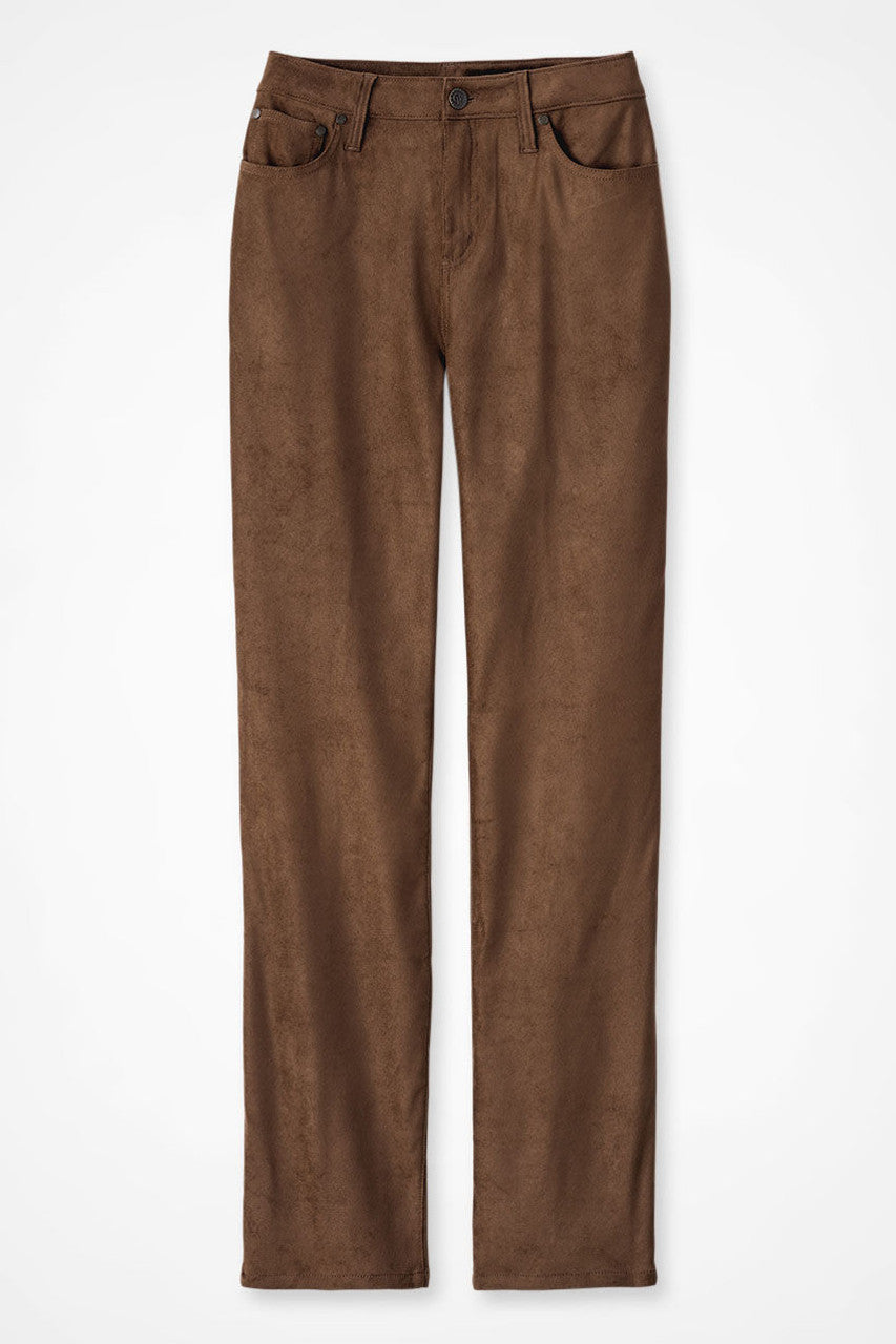 Faux Suede High Rise Straight Leg Pants