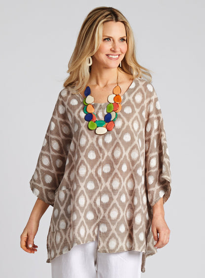 Ikat Dot Cotton Top