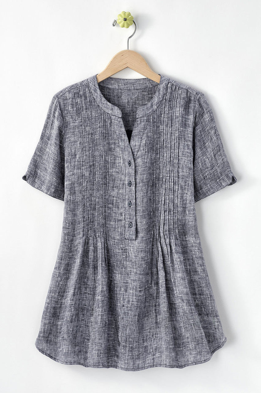 Linen Tuck-and-Release Blouse