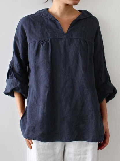 Women’s Casual Pure Color Elegant Lapel Collar Shirt
