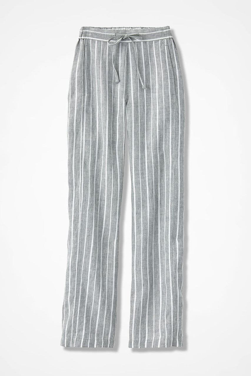 Broad Stripes Linen Ankle Pants