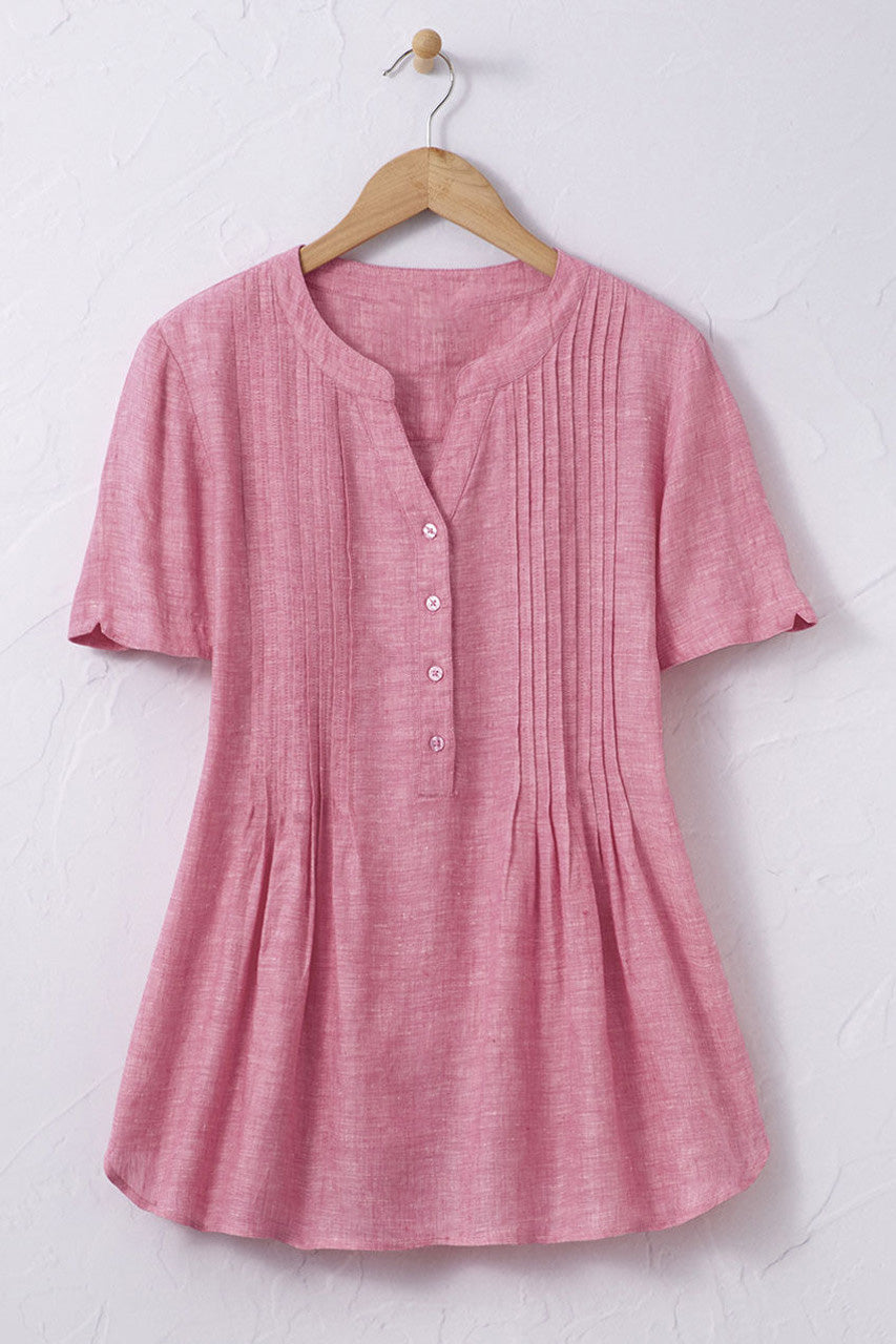 Linen Tuck-and-Release Blouse
