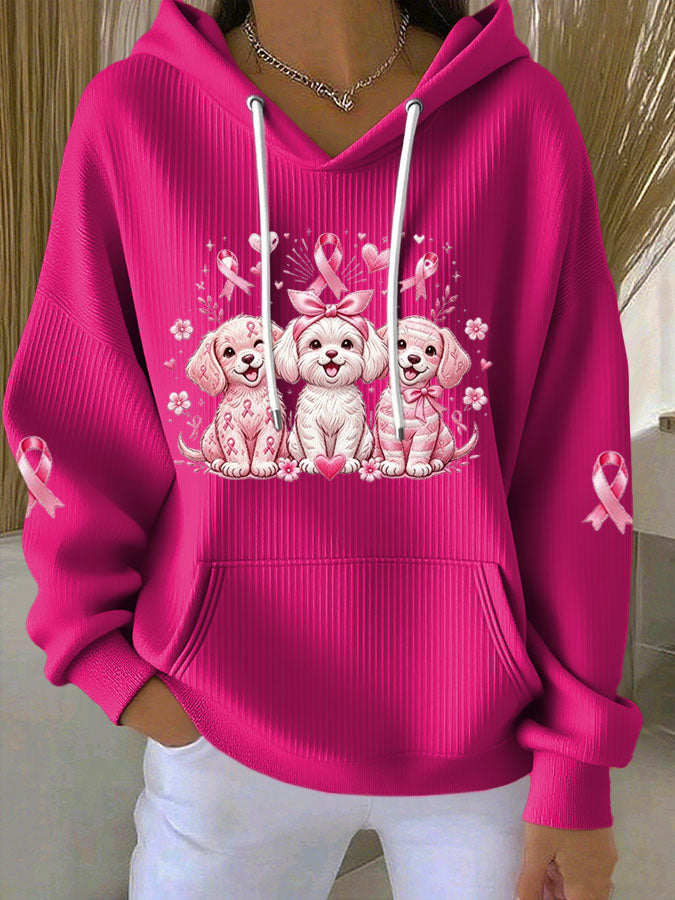 Women'S Breast Cancer Awareness Print Casual Hoodie