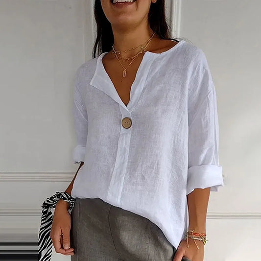 2026 Women's Linen-Cotton V-Neck Comfortable Top