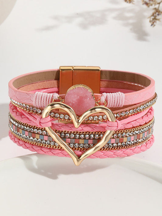 Breast Cancer Prevention And Control Publicity Multilayer Bracelet Original Stone Love Bracelet Winding Leather Bracelet