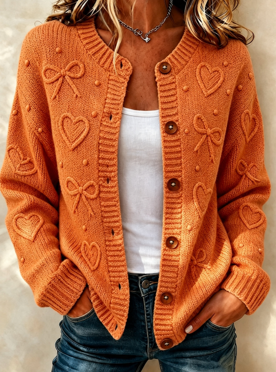 Women'S Casual Gradient Plant Flower Knitted Cardigan Top