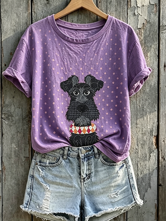 Women'S Casual Floral Cat Printed T-Shirt