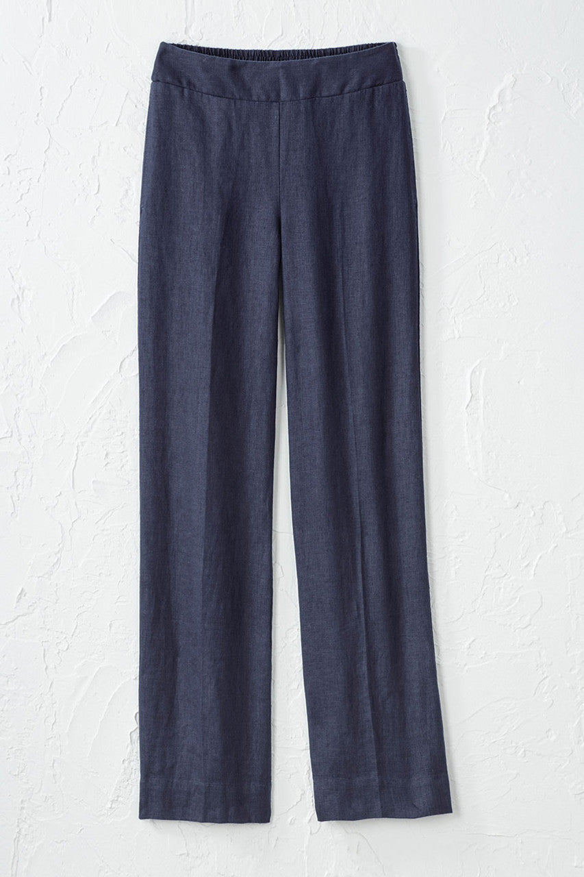 Smocked-Waist Linen Pants