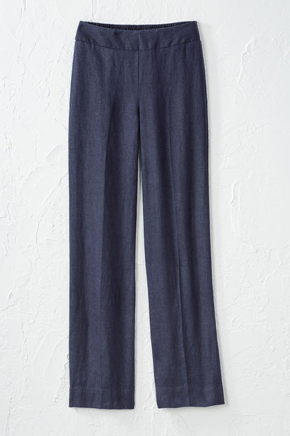 Smocked-Waist Linen Pants